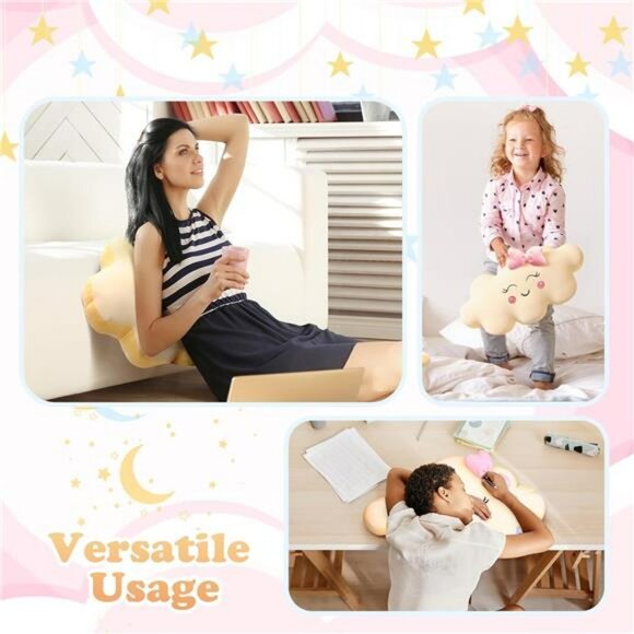 Pink Cloud Shaped Plush Throw Pillow Soft Cushion Decorative Bed Sofa Room Decor - Picture 7 of 8